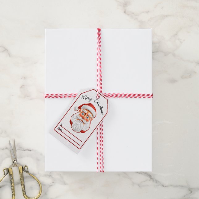 Cheerful Santa Christmas tags (With Twine)