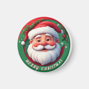 Cheerful Santa Claus Cartoon Portrait Magnet