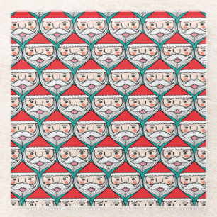 Cheerful Santa Claus Christmas Pattern Glass Coaster
