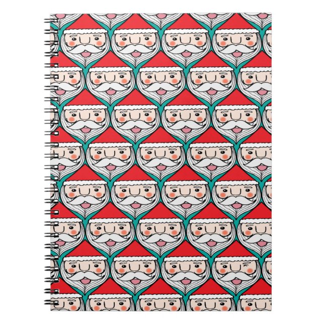Cheerful Santa Claus Christmas Pattern Notebook (Front)
