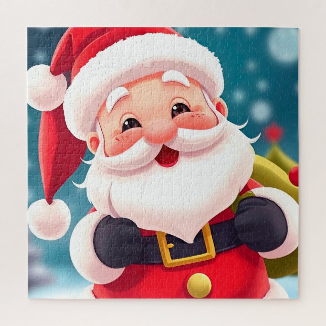 Cheerful Santa Claus Illustration Celebrating Jigsaw Puzzle (Vertical)