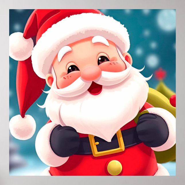 Cheerful Santa Claus Illustration Celebrating Poster (Front)
