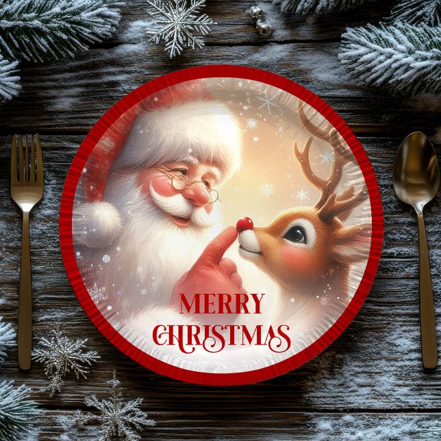 Cheerful Santa Claus Rudolph Christmas Plates (Cheerful Santa Claus Rudolph Christmas Plates)