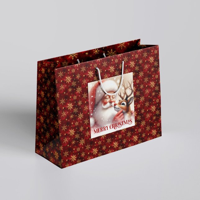 Cheerful Santa Claus Rudolph Holiday Gift Bag (Cheerful Santa Claus Rudolph Holiday Gift Bag)