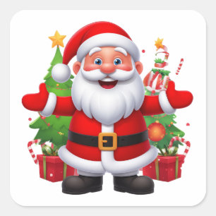 Cheerful Santa Claus Square Sticker