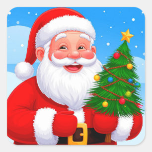 Cheerful Santa Claus Square Sticker