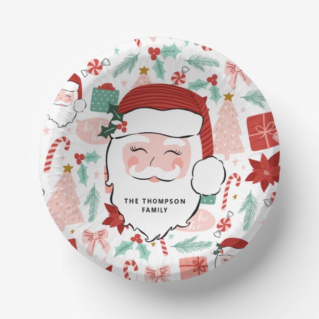 Cheerful Santa Face | Christmas  Paper Bowls Plate (Front)