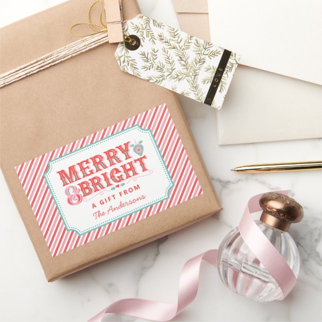 Cheerful Santa Face | Merry & Bright  Rectangular Sticker (Gifting)