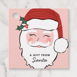 Cheerful Santa Face Pink and Red From Santa Favour Tags