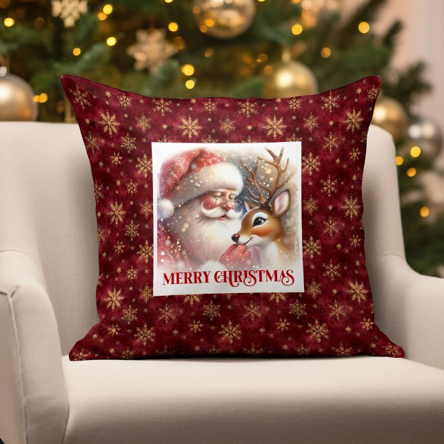 Cheerful Santa Rudolph Xmas Pillow Holiday Smiles  (Cheerful Santa Rudolph Xmas Pillow Holiday Smiles )