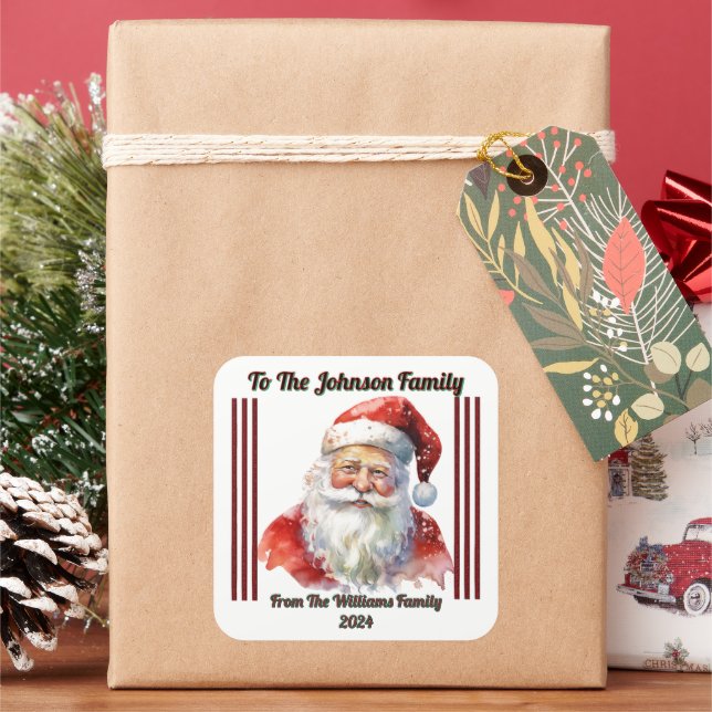 Cheerful Santa Sticker for Holiday Gifts (Holiday)