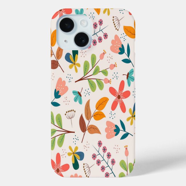 Cheerful Scandinavian Folk Art Floral Pattern  Case-Mate iPhone Case (Back)