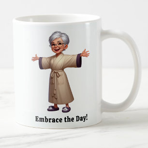 Cheerful Senior Citizen in a Cosy Robe Coffee Mug
