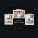 Cheerful Sentiments Snapshot Photo Magnet<br><div class="desc">Cheerful sentiments snapshot photo magnet. Features,  3 framed photos with scrapbook style washi tape accents,  two template text lines for your message,  names and year with heart detail in white on slate black colour background.</div>