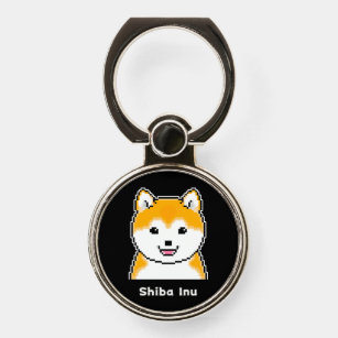 Cheerful Shiba Inu Dog Pixel Art Phone Ring Stand