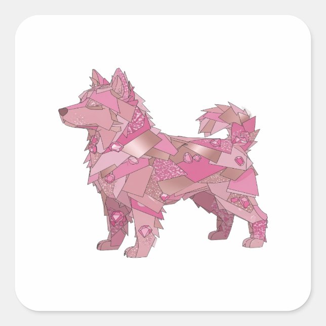 Cheerful Silver PINK GLASS DOG Sticker Design (Front)