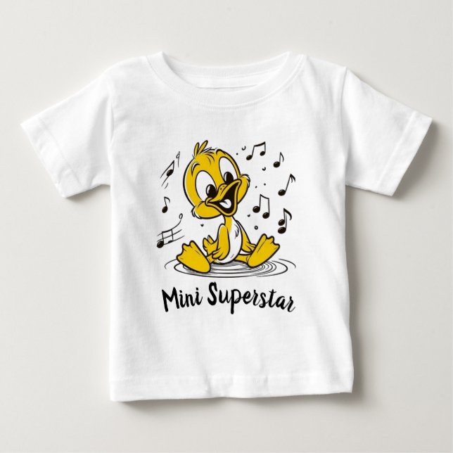 Cheerful Singing Duckling Musical Cartoon 🐥🎶 Baby T-Shirt (Front)