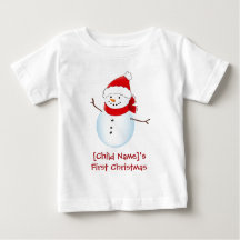 Cheerful Snowman Baby's First Christmas Shirt