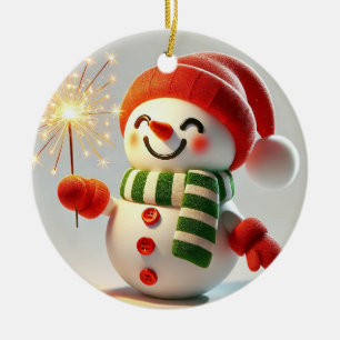 Cheerful Snowman Ceramic Tree Decoration