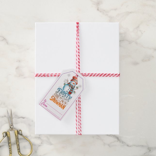 Cheerful snowman Christmas gift tags (With Twine)