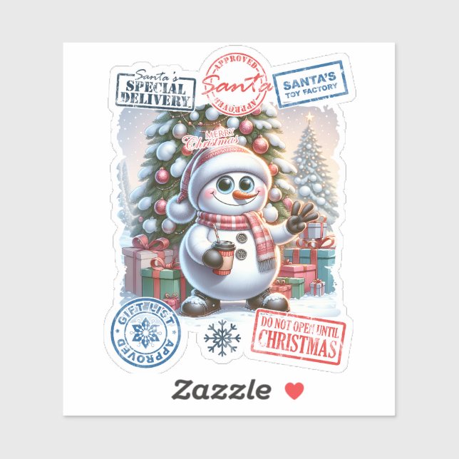 Cheerful Snowman Christmas Sticker (Sheet)