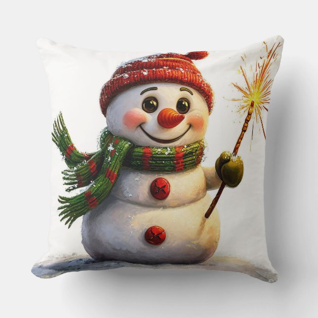 Cheerful Snowman Cushion (Front)
