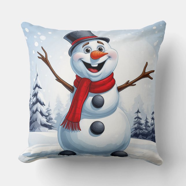 Cheerful Snowman Cushion (Front)
