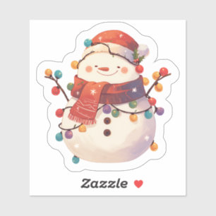 Cheerful Snowman Dressed in Lights