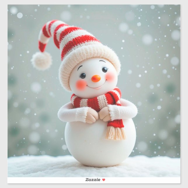 Cheerful Snowman Figurine with Holiday Hat (Sheet)