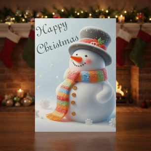 Cheerful Snowman Happy Christmas Card