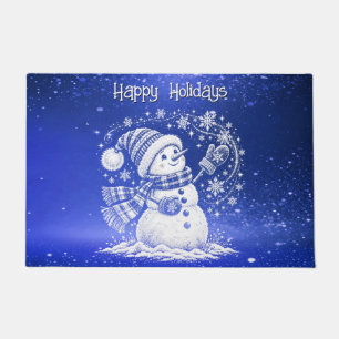 Cheerful Snowman Holiday Doormat