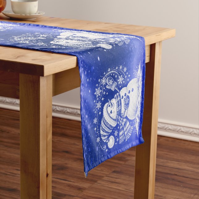 Cheerful Snowman Holiday Table Runner (In Situ)