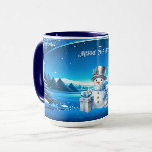 Cheerful Snowman in a Snowy Forest Holiday Mug