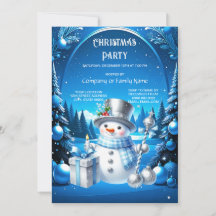 Cheerful Snowman in a Snowy Forest Holiday Party