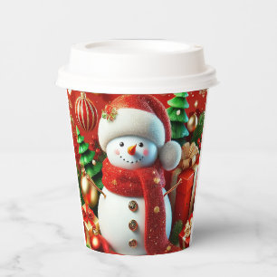 🎄 Cheerful Snowman Joy ❄️ Festive Winter Holiday Paper Cups