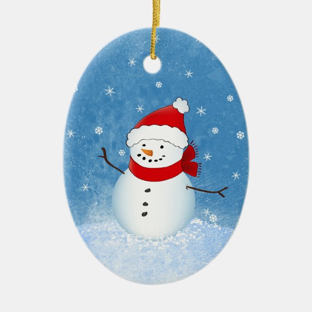 Cheerful Snowman Ornament (Front)
