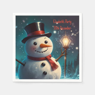 Cheerful Snowman Party Invitation - Festive Card. Napkin