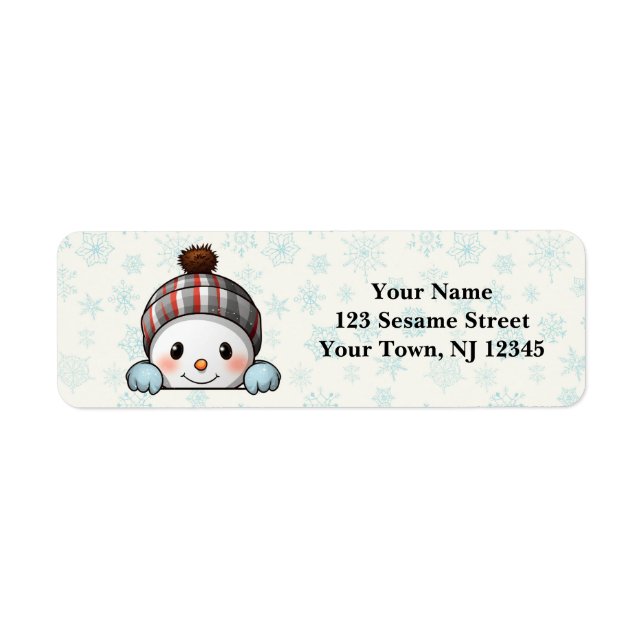 Cheerful Snowman Return Address Labels (Front)