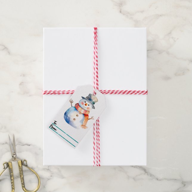 Cheerful snowman winter gift tags (With Twine)