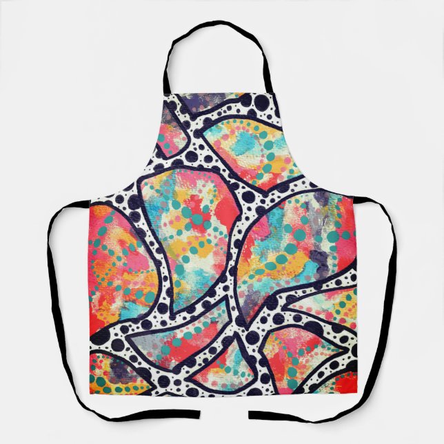 Cheerful Spots, Dots and Funky Lines Original Art Apron (Front)