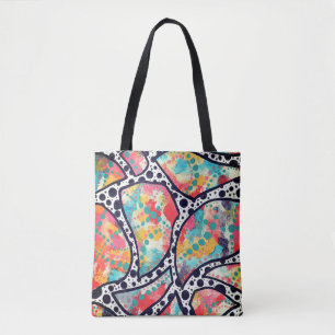 Cheerful Spots, Dots and Funky Lines Original Art Tote Bag