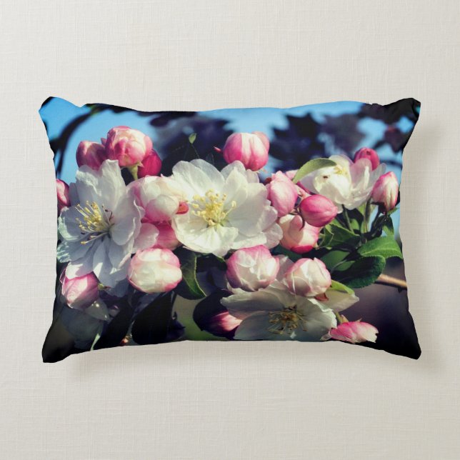 Cheerful Spring Crabapple Flower Blossoms   Decorative Cushion (Front)