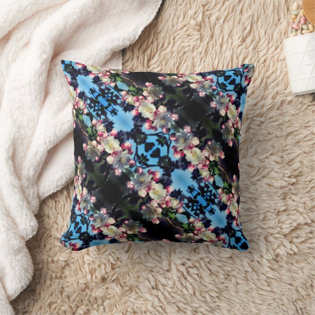 Cheerful Spring Crabapple Flower Blossoms Pattern  Cushion (Blanket)