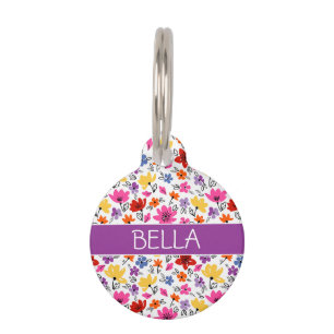 Cheerful Spring Flowers Personalised Pet ID Tag