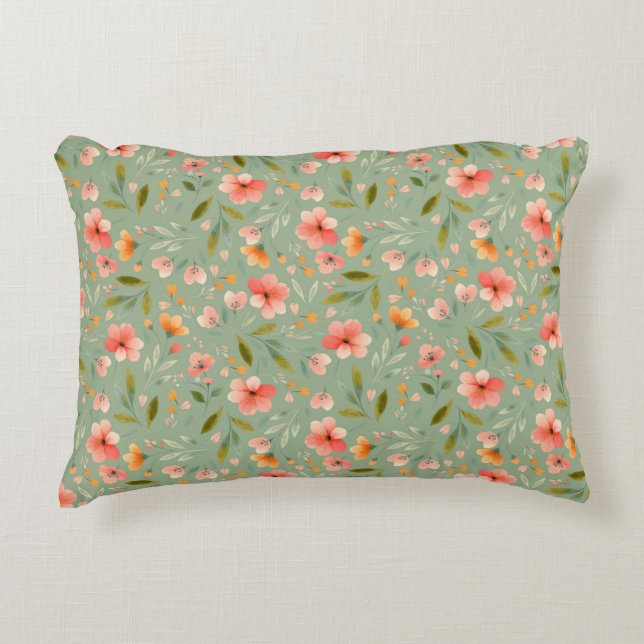 Cheerful Spring Peach Flowers Decorative Cushion (Front)