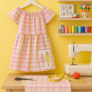 Cheerful Spring Pink Plaid Craft  Fabric