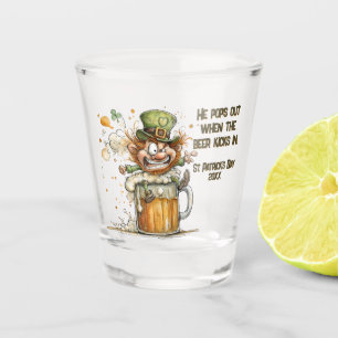 Cheerful St. Patrick’s Day Leprechaun Art Shot Glass
