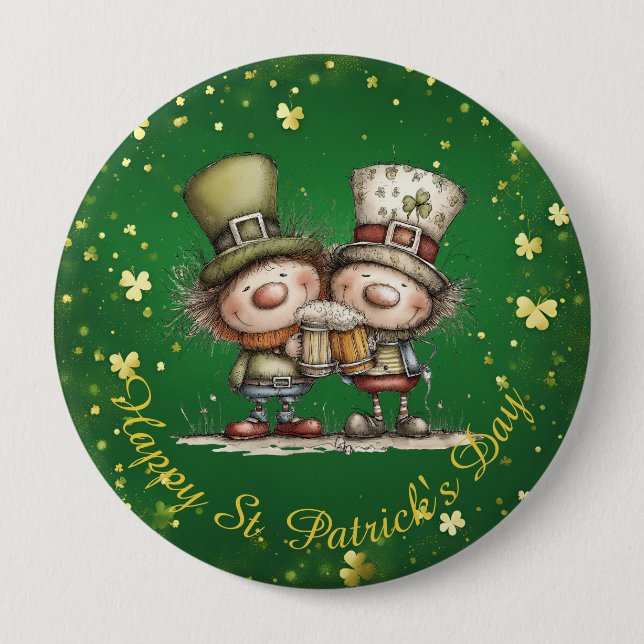 Cheerful St. Patrick’s Day Party Illustration 10 Cm Round Badge (Front)