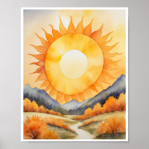 Cheerful su radiating warmth yellow orange Poster
