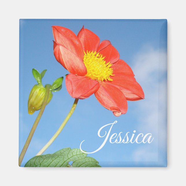 Cheerful Summer Strawberry Blossom Personalised Magnet (Front)